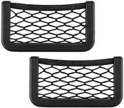 AIMALL 2X Medium Car Mesh Storage Holder Adhesive Net Pocket Phone Bag Card Black Truck, 7.87"x3.35" Versatile Holder for Phones, Cards, Keys in Vehicles, Durable ABS Material