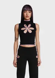 [Another Girl] Flower Cut Out Tank Top
