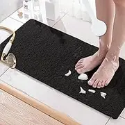 Bingobang Bath Mats Non Slip,Shower Mat Rubber 80x40cm,Extra Soft Anti-Mould, Machine-Washable,For Bathroom Floor,Bathtub(Black)