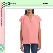 Splendid Ladies' Linen Blend Top, Orange, XS