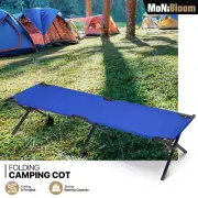 Blue Foldable Camping Cot Oxford Durable Military Bed Portable Outdoor Recliner