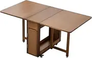 DUSTMAN Mobile Drop Leaf Dining Table with 4 Chairs, Multifunctional Extendable Butterfly Folding Dining Tables for Small Spaces with 2 Storage Drawers & 4 Wheels