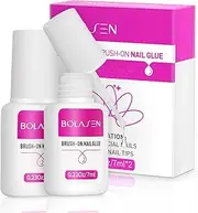 BOLASEN Strong Nail Glue for False Nails (2*7ml) False Nail Glue Brush on Nail Glue Extra Strong for Acrylic Tips Quick Dry Acrylic Nail Glue for Broken Nails Professional Nail Glue for Stick on Nails