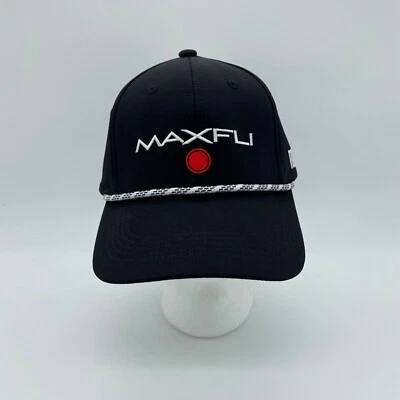 Maxfli Men's Braided Core Hat Cap Golf Nylon Spandex Black Logo OSFM Adjustable