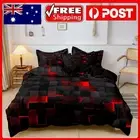 3Pcs Red Grid Checked Geometric Duvet Cover Bedding Set Single Double Queen King