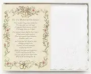[Wedding Collectibles] Wedding Handkerchief Poetry Hankie (for Groom's Mother from Friend or Family) White, Lace Embroidered Bridal Keepsake, Beautiful Poem | Long-Lasting Memento for The Groom's Mother | Includes Gift Box