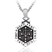 Mens Nordic Viking Kabbalah Tree of Life Vegvisir Rune Pendant Necklace