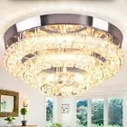 11.8" Modern Crystal Ceiling Light LED Chandelier Semi Flush Mount Crystal Ce...
