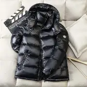Winter Down Jacket Men's Short Retro Glossy Detachable Hooded White Duck Down Warm Coat Women Cold-proof Parka black L