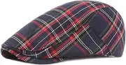 [ASTOC] Men's Newsboy Hat Striped Plaid Flat Cap Adjustable Ivy Gatsby Cabbie Driving Irish Beret Hat
