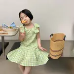 【 SWISS KIDS 】韓國女童無袖格子連衣裙寶寶夏裝新款時髦兒童蝴蝶結兒童公主裙