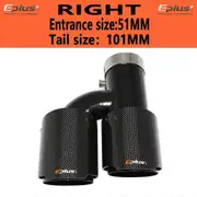 EPLUS Car Carbon Fiber Glossy Muffler Tip H Shape Double Exit Exhaust Pipe Mufflers Nozzle Decoration Universal Stainless Black right 51mm-101mm