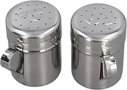 KJAOYU Metal Salt Pepper Dredge Shakers,Stylish 2pcs Salt Pepper Seasoning Bottle Set - S Shape and P Shape Stainless Steel Shakers for Kitchen, Camping, and Outdoor Barbecue