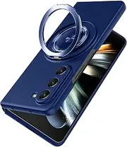 for Samsung Galaxy Z Fold6 Case with Ring,Compatible with Magnetic,PC Hard Protective Cover,with Stand Function,360° Rotating Magnetic,Simple Durable Slim Fit Phone Case 7.6inch,Blue JUS15-25