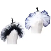 Ruffled Mesh Faux Collar Cape with Ribbon Cosplay Vintage Tulle Shrug Shawl Wrap