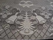 New CHRISTMAS Bells LACE TABLECLOTH White 74" x 80" Rectangle