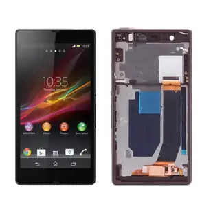 原裝帶框架適用於索尼 Xperia Z L36H C6603 C6602 液晶顯示器帶觸摸屏玻璃面板顯示器模塊數字化儀組