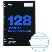 Keji A4 55gsm 8mm Ruled Recycled Binder Book 128 Page