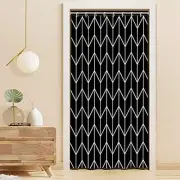 Black White Line Pattern Shower White Wave Lines 48"W x 72"L (Pack of 1)