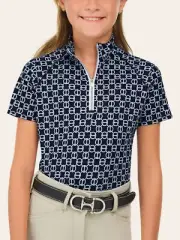 R.J. Classics Girls Lucy Junior Short Sleeve Shirt - Navy Chain