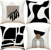 FLORICA Throw Pillow Case Cushion Cover Set of 4 Velvet Minimalist Style Square Cushion Covers Decorations for Sofa Couch Bed 18" x 18" Cushion Covers