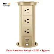 Automatic Pop Up Socket EU FR UK US Universal Standard Plug Adapter Lift Smart Home Appliance USB Type-c Bluetooth Audio Gold