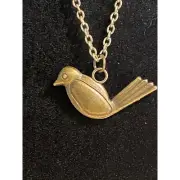 Vintage Bird Pendant Necklace - Gold Tone Chain Cute & Quirky Statement Jewelry