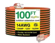 Go Green Power Inc. 14/3 100ft Lighted Outdoor Extension Cord - Durable, Heav...