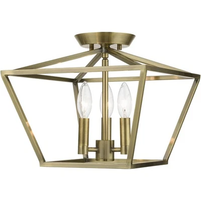 Livex Lighting 49430-01 Devone Semi-Flush Mount Antique Brass