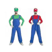 Christmas Super Mario,Luigi Bros Fancy Dress Cosplay Costume (Adult Clothing) Red M