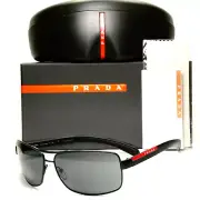 New Authentic PRADA Sunglasses SPS 54I 1BO-1A1 65-14 Black Frames w/ Grey Lenses