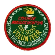 VTG GIRL SCOUT PATCH BADGE 1984 Cookie Marathon Volunteer Circular Olympic Torch