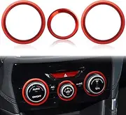 Auovo AC Climate Control Knob Outer Ring Covers Accessories for Subaru Forester 2019-2022 / Crosstrek 2018-2022 / Impreza 2017-2022 Interior for Car Air Condition Switch Volume Control Trim (Red)