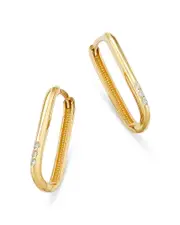 Zoe Chicco 14K Yellow Gold Pave & Bead Diamond Oval Huggie Hoop Earrings