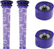 ARyee 4 Pack Replacement Vacuum Filters for Dyson V6 Cordless Stick Vacuum, including 2 HEPA Post Filter, 2 Pre Filter, Replaces Part # 965661-01 & 966741-01