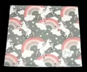 Serendipity Unicorn Rainbows Clouds Grey Pink Decorative Velour BATH Towel NWT