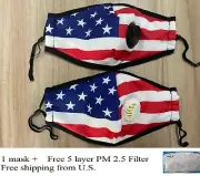 American Style - USA Flag Face Mask With Breathing Valve + Free PM 2.5 Filter ✅