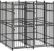 Dog Kennel Outdoor, Dog Enclosures for Outside, Heavy Duty Steel Dog Playpen Fence with Lockable Door, Dog Crate for Backyard, 192x192x200 cm