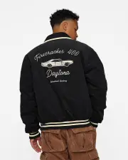 [THE NEW ESTABLISHMENT] The New Establishment X Nascar Firecracker 60's Cord Racer Jacket Black - Size 2XL 2XL Black