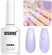 Vishine Purple Pearl Gel Nail Polish Mermaid Shell Thread Nail Gel Blue Shimmer UV LED Soak Off Gel Polish For Nail Salon Home DIY Manicure 16ml