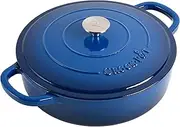 [CROCK-POT] Crock Pot Artisan Enameled Cast Iron Braiser W/Lid, 5 Quart, Sapphire Blue