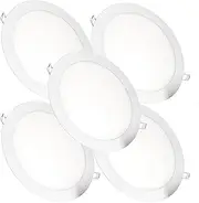 Jandei Pack of 5 LED Recessed Downlights 18W 1440 Lumens Round Shape Installation Hole Ø 200 - Ø 205mm Extra Flat 13mm Depth Warm White 3000K Includes Transformer (Cool White 6000K)