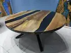 CUSTOM WOOD BLACK EPOXY COFFEE TABLE, CENTER TABLE, DINING TABLE With Legs