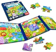 Magnetic Puzzles Travel Toys for Kids 3 4 5 Years Old Toddlers, Car Games Activities Magnets Books Girls Boys Birthday Gift （Forest Animal）