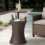 Livsip Rattan Cooler Ice Bucket Table Bar Outdoor Patio Pool Storage Party Brown