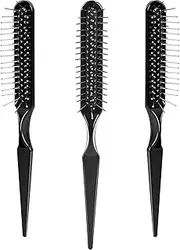 3 Pack Synthetic Wig Brush - 3 Row Wire Brush, Black Styler, Travel Size Metal Combs for Detangling, Barber, Beginner