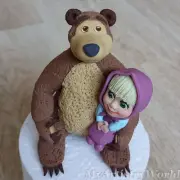 Set of 2 Masha and the Bear cake toppers. Edible 3D fondant/gum paste figures
