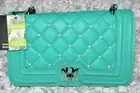 Badgley Mischka NWT Green Crossbody Purse Faux Pearl Handle Quilting Studs $129