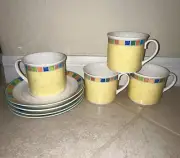 Set of 4 Villeroy & Boch Twist Alea Limone Flat Cup & Saucers 1748 NEW