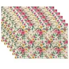 Wild Flowers Floral Meadow Placemats Set of 6 12x18 Inch Waterproof Stain Res...